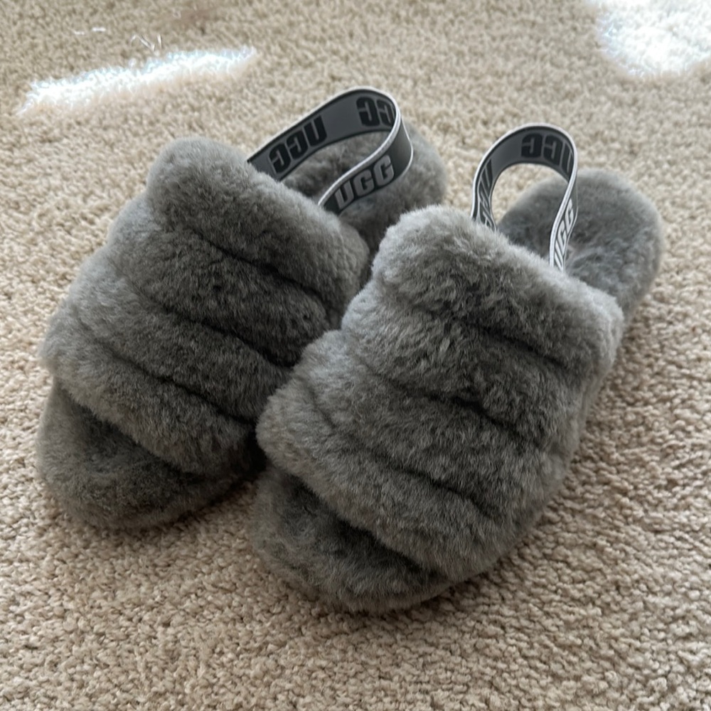 UGG Charcoal Plush Slippers